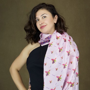 Pink Silk scarf from the Xaribulbul collection